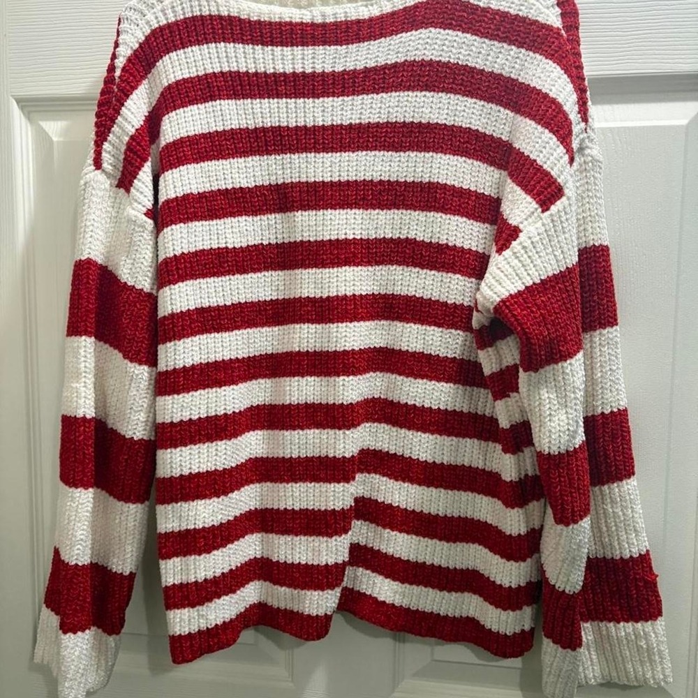 Abela Story Red and White stripe sweater size small - Picture 2 of 6
